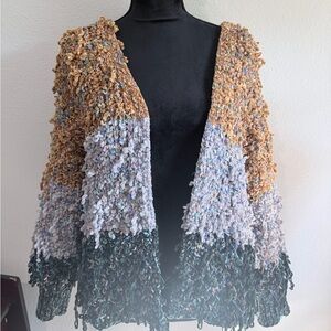 Kori Multicolor Textured Open-Front Cardigan